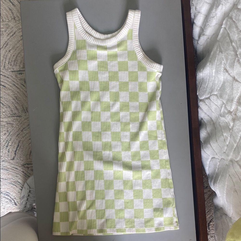 Old Navy Green and White Sheath Dress Sleeveless Scoop Neck